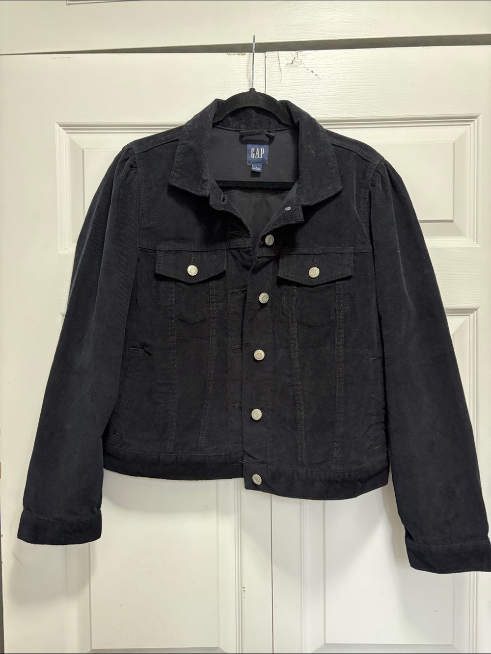 GAP Black Corduroy Trucker Jacket women’s large - Picture 11 of 11